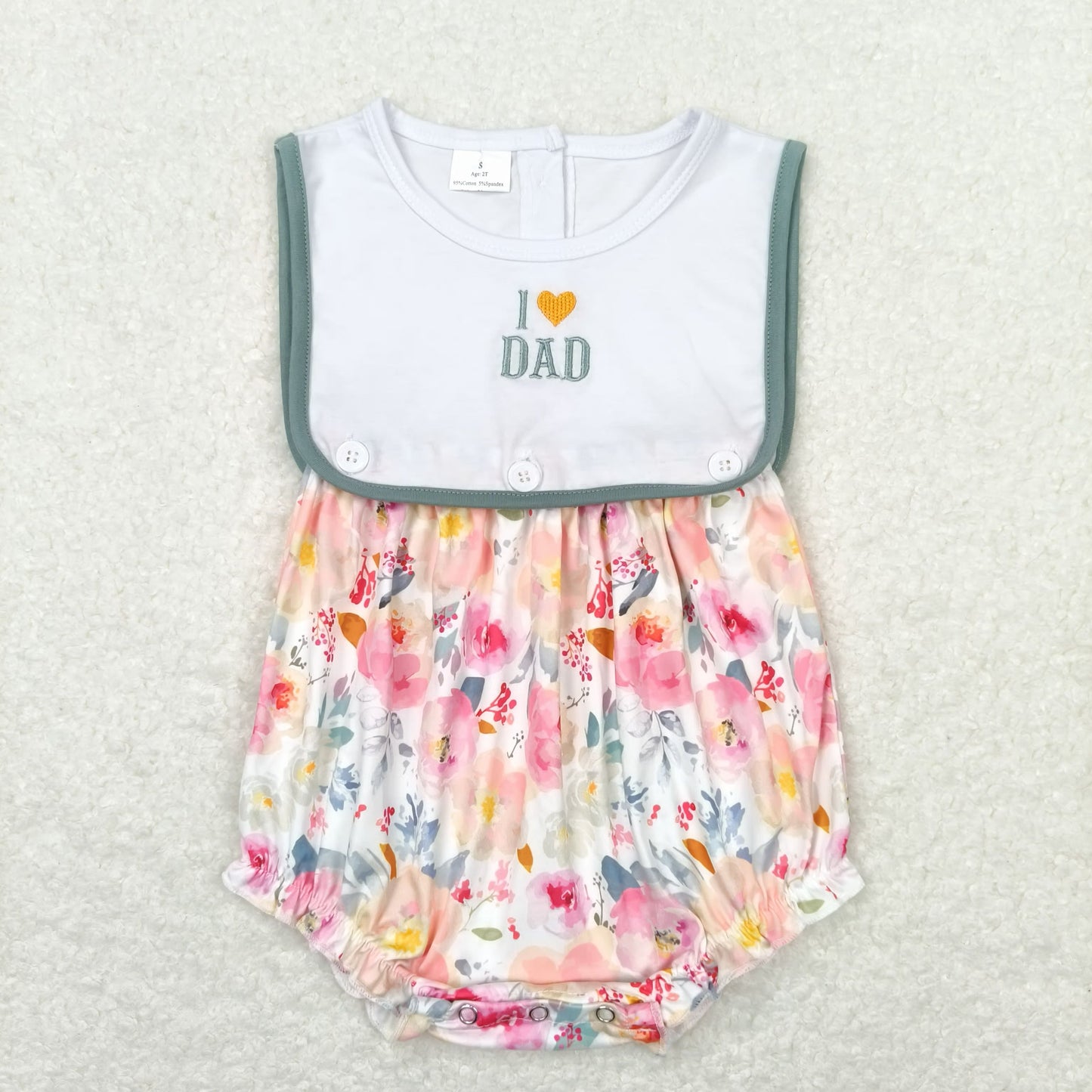 Sibling Baby Kids I Love Dad Flowers Leopard Ruffle Summer Rompers