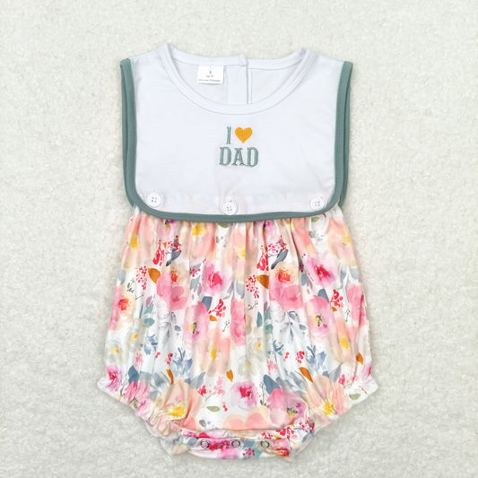 Sibling Baby Kids I Love Dad Flowers Leopard Ruffle Summer Rompers