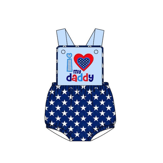 Baby Infant Boys I Love My Daddy Stars Straps Rompers preorder