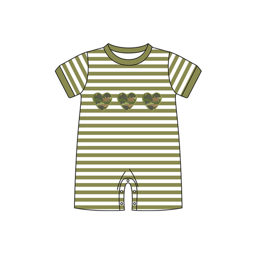 Baby Infant Boys Green Stripes Camo Heart Summer Sleeveless Rompers preorder