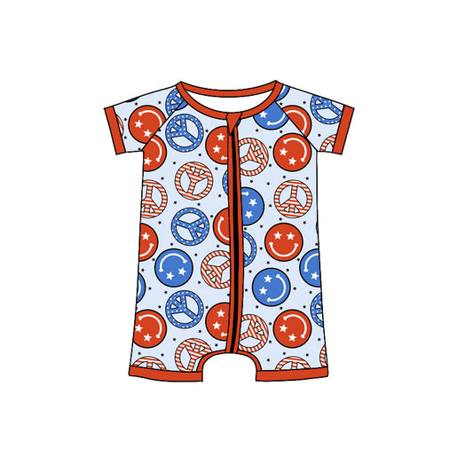 Baby Infant Boys Peace Smile 4th of July Rompers preorder