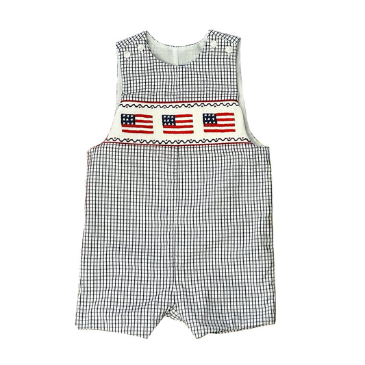 Baby Infant Boys Blue Checkered Flag 4th of July Rompers preorder