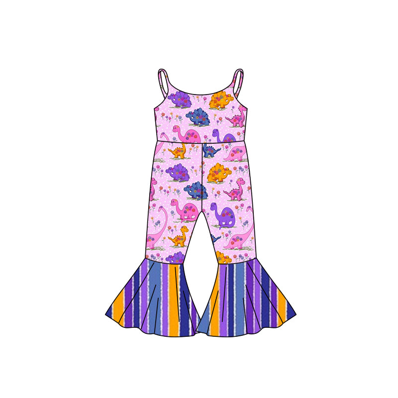 Baby Girls Purple Dinosaurs Straps Bottom Jumpsuits Preorder