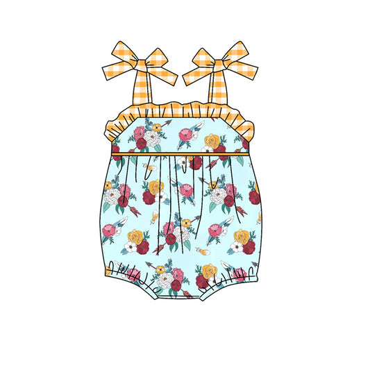 Baby Infant Girls Mustard Flowers Straps Summer Rompers preorder