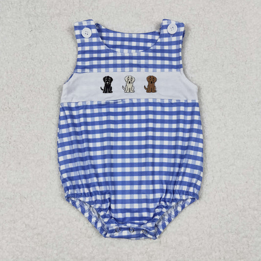 USA Shop Baby Boys Sleeveless Embroidery Bows Dogs Rompers