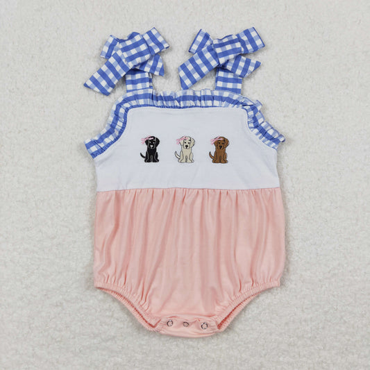 USA Shop Baby Girls Strap Embroidery Bows Dogs Ruffle Rompers