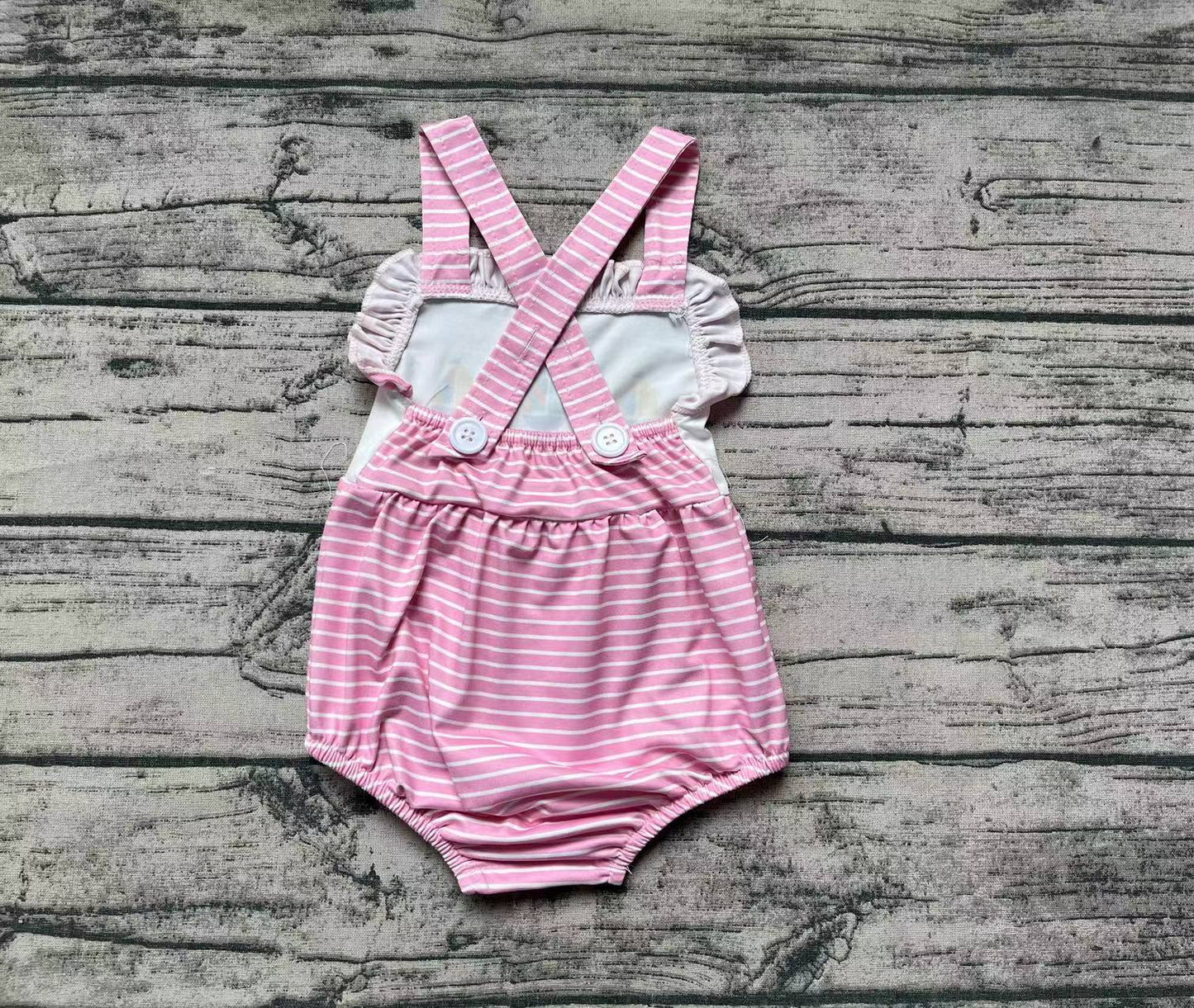 Baby Infant Girls Pink Stripes Sailboat Straps Summer Rompers