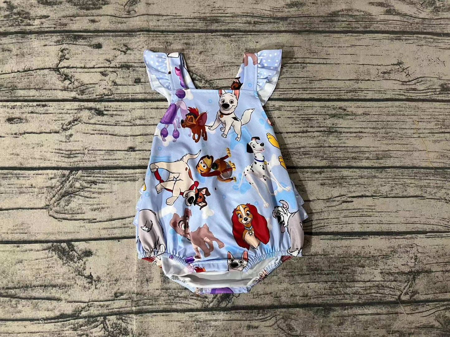 Baby Infant Girls Little Dogs Sleeveless Bubble Rompers