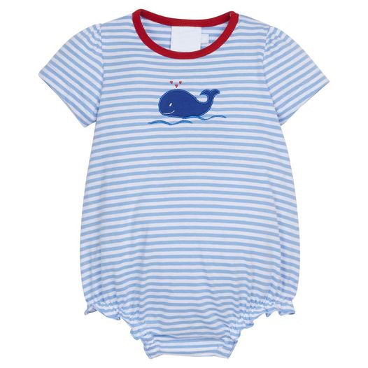 Baby Infant Girls Blue Stripes Whale Rompers preorder