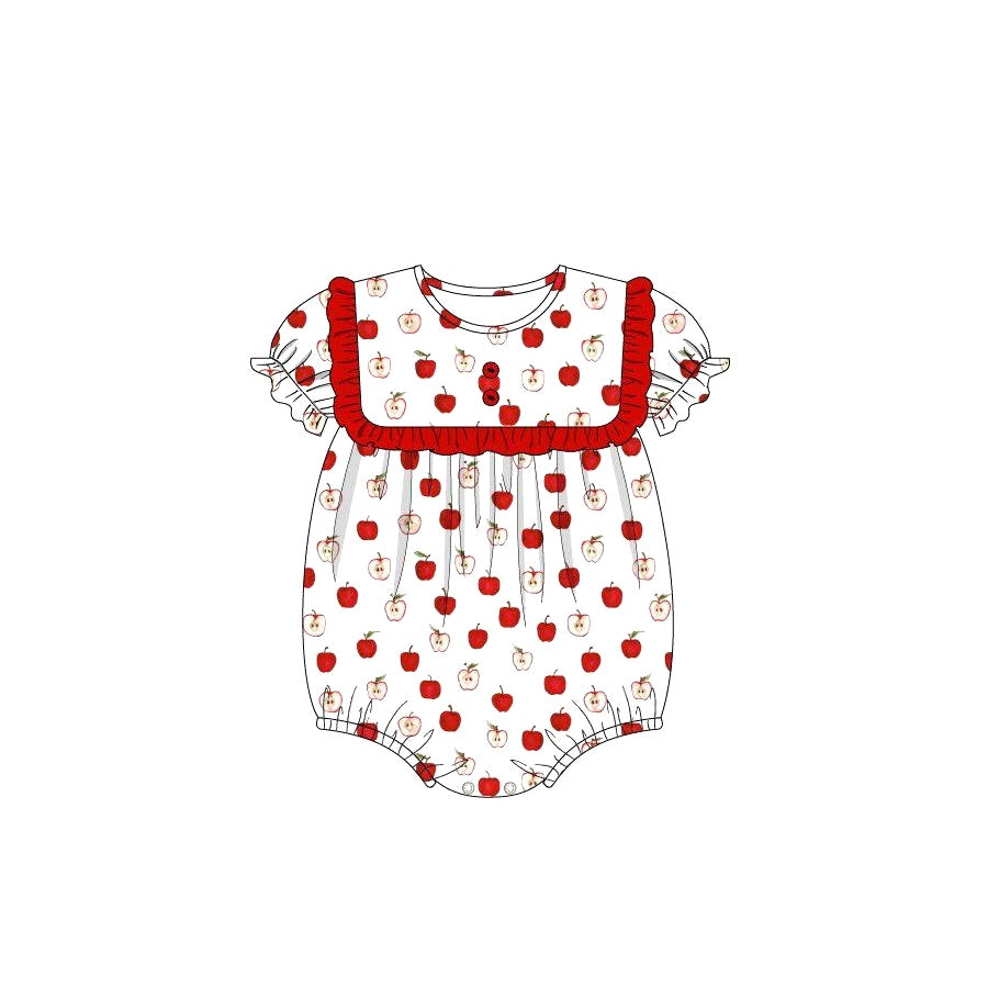 Baby Infant Girls Apple Short Sleeve Rompers preorder