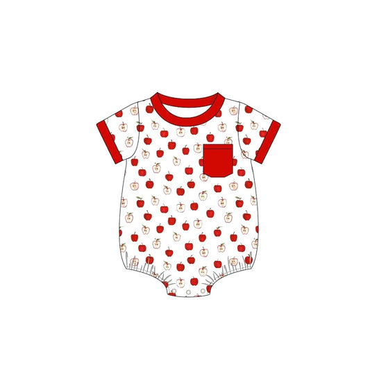 Baby Infant Boys Apple Short Sleeve Pocket Rompers preorder