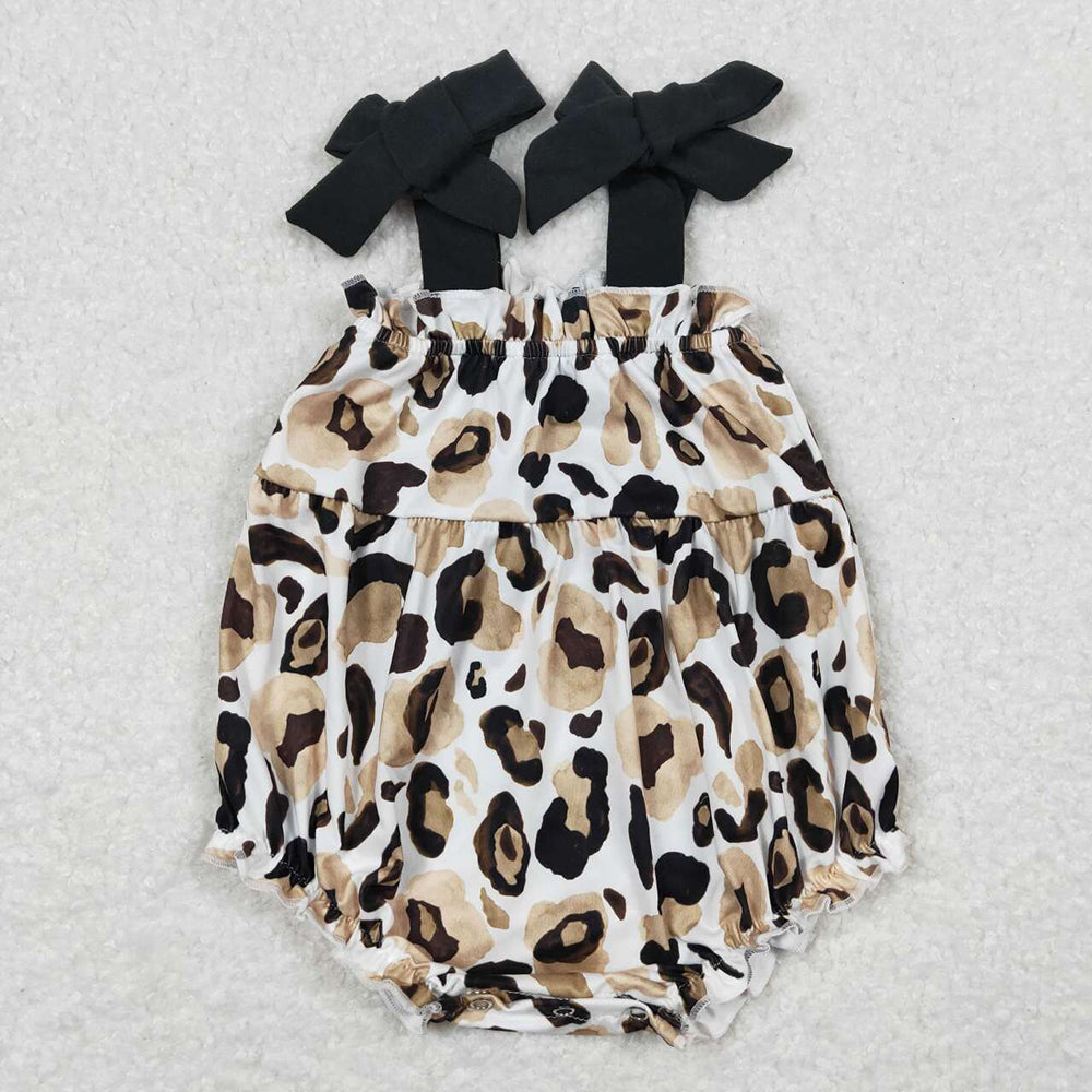 USA Shop Baby Infant Girls Gold Leopard Straps Rompers
