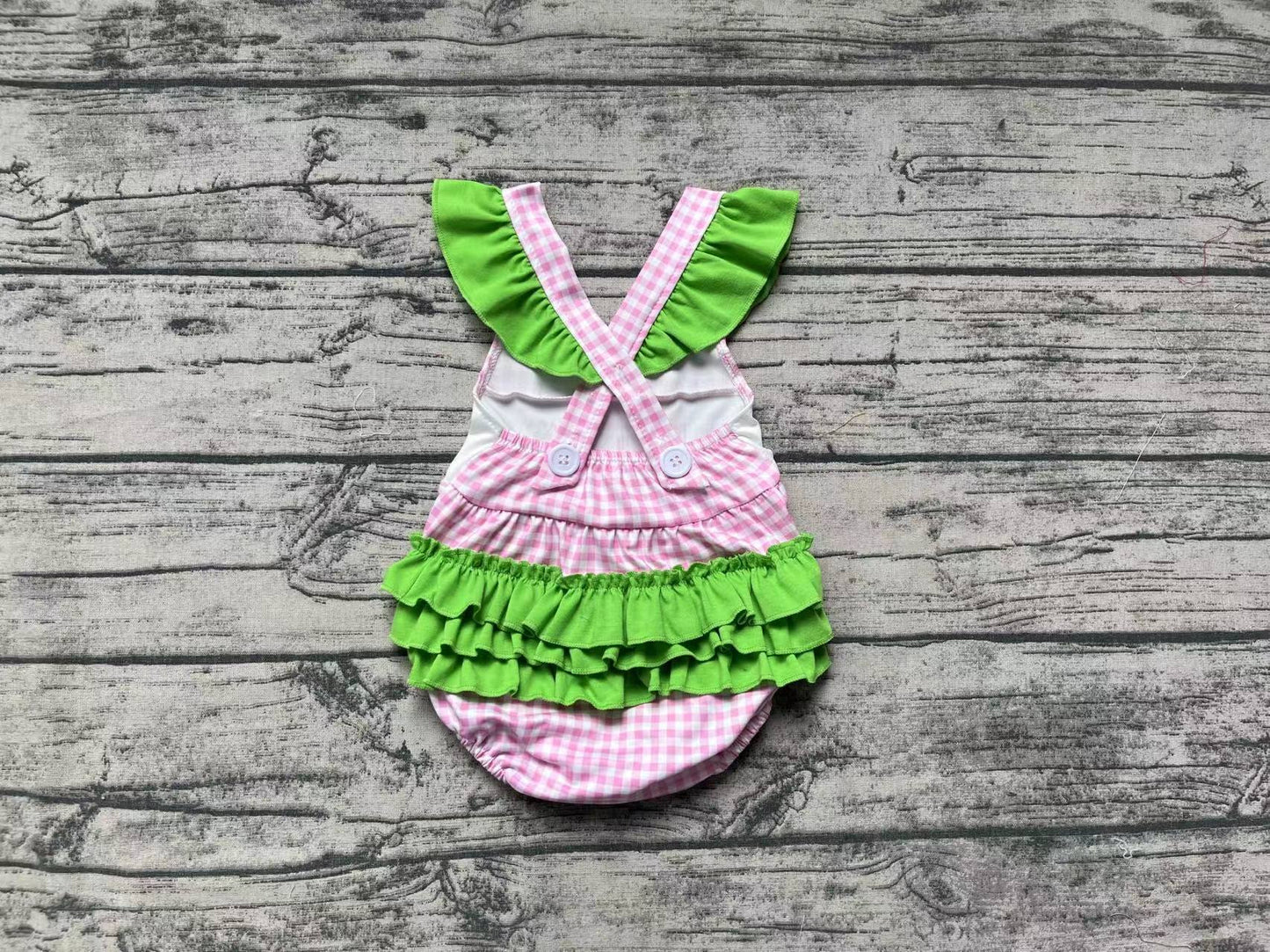 Baby Infant Girls Golf Hole In One Pink Checkered Ruffle Rompers