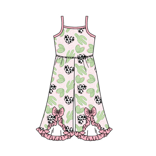 Baby Girls Straps Cactus Hearts Western Bows Bell Bottom Jumpsuits Preorder