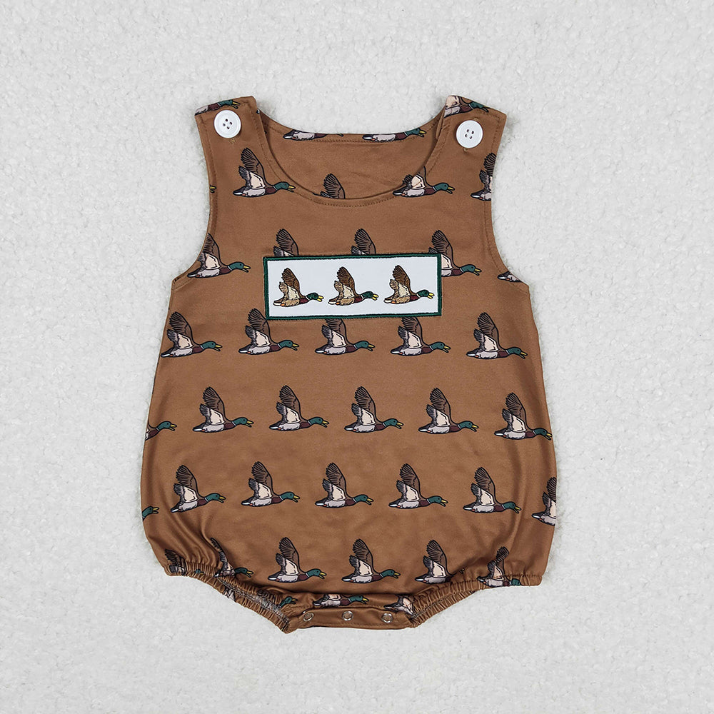 Sibling Baby Boys Girls Boys Ducks Embroidery Hunting Rompers