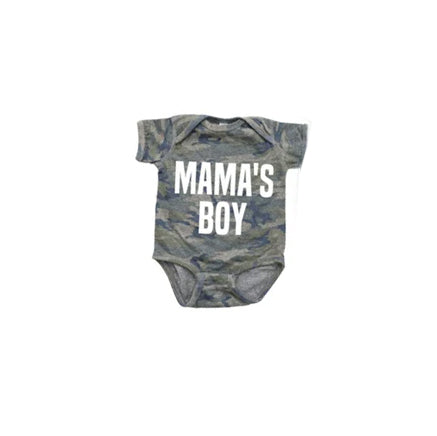 Baby Boys Mama's Boy Camo Short Sleeve Rompers preorder