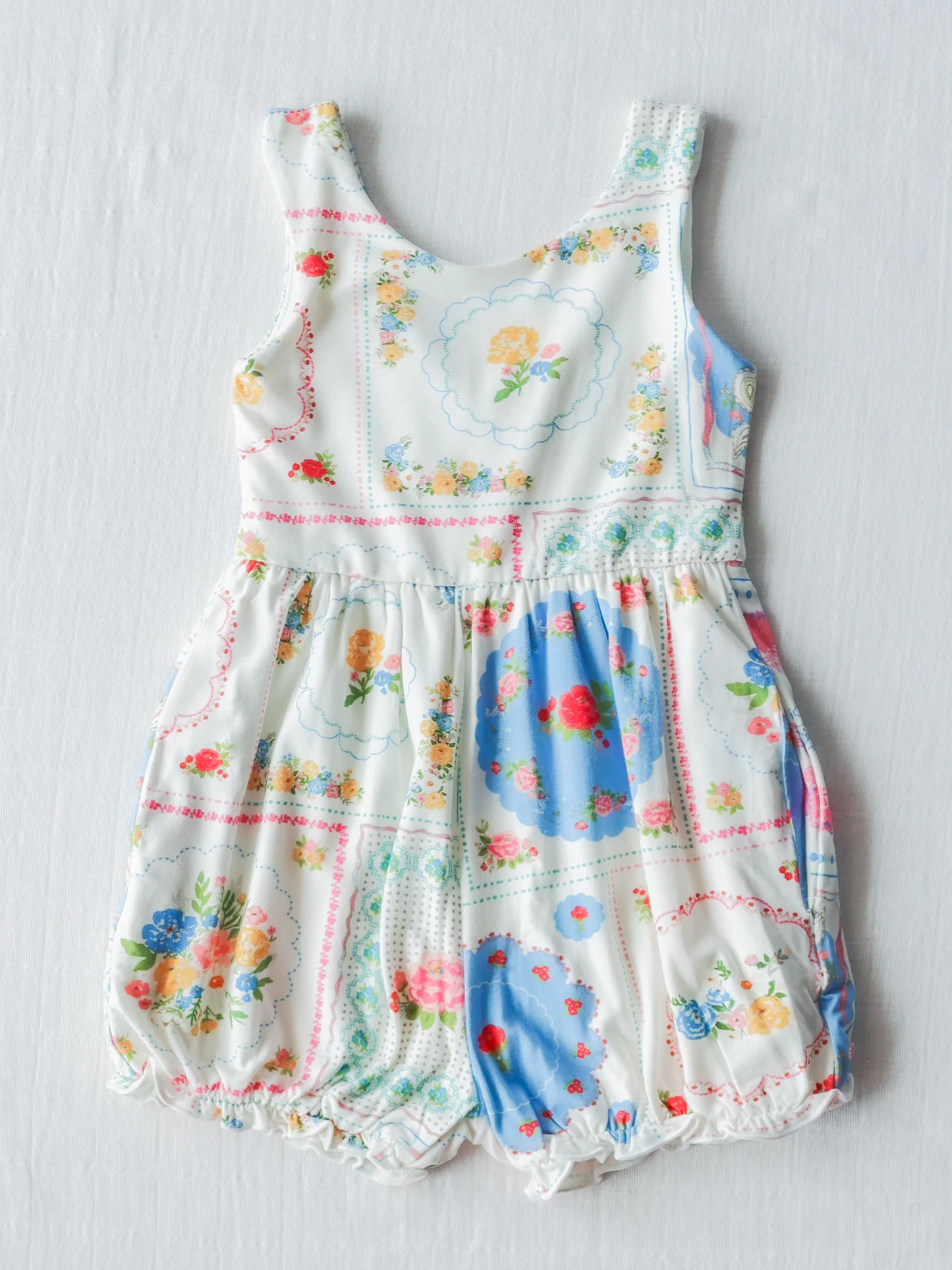 Baby Girls Blue Flowers Branches Sleeveless Summer Rompers preorder