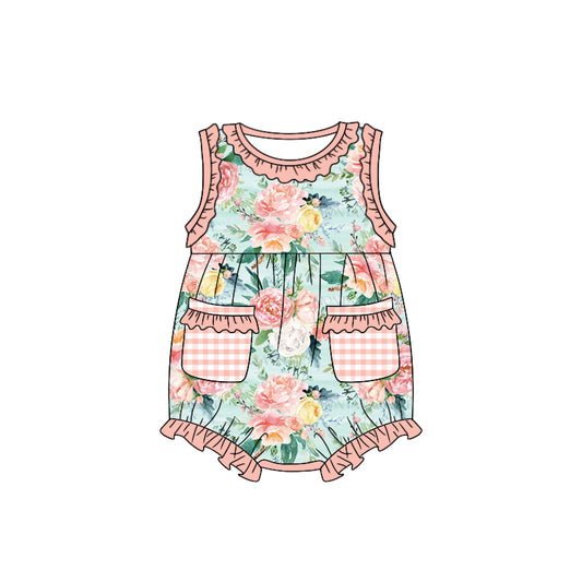 Baby Girls Light Pink Flowers Sleeveless Summer Rompers preorder