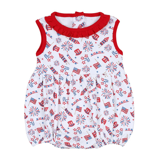 Baby Girls Red Fireworks Sleeveless 4th Of July Summer Rompers preorder