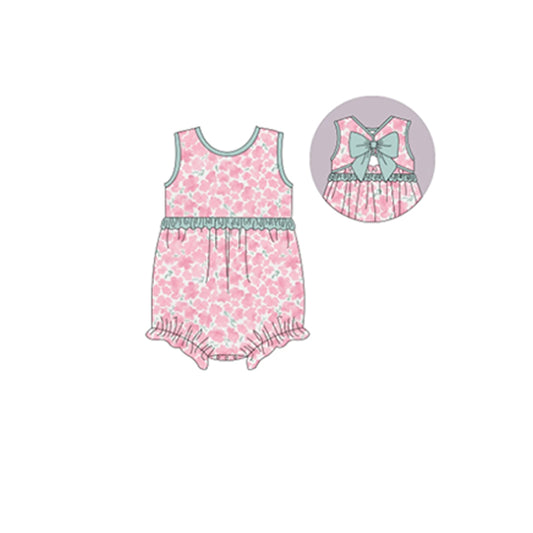 Baby Infant Girls Small Flowers Pink Bow Rompers preorder