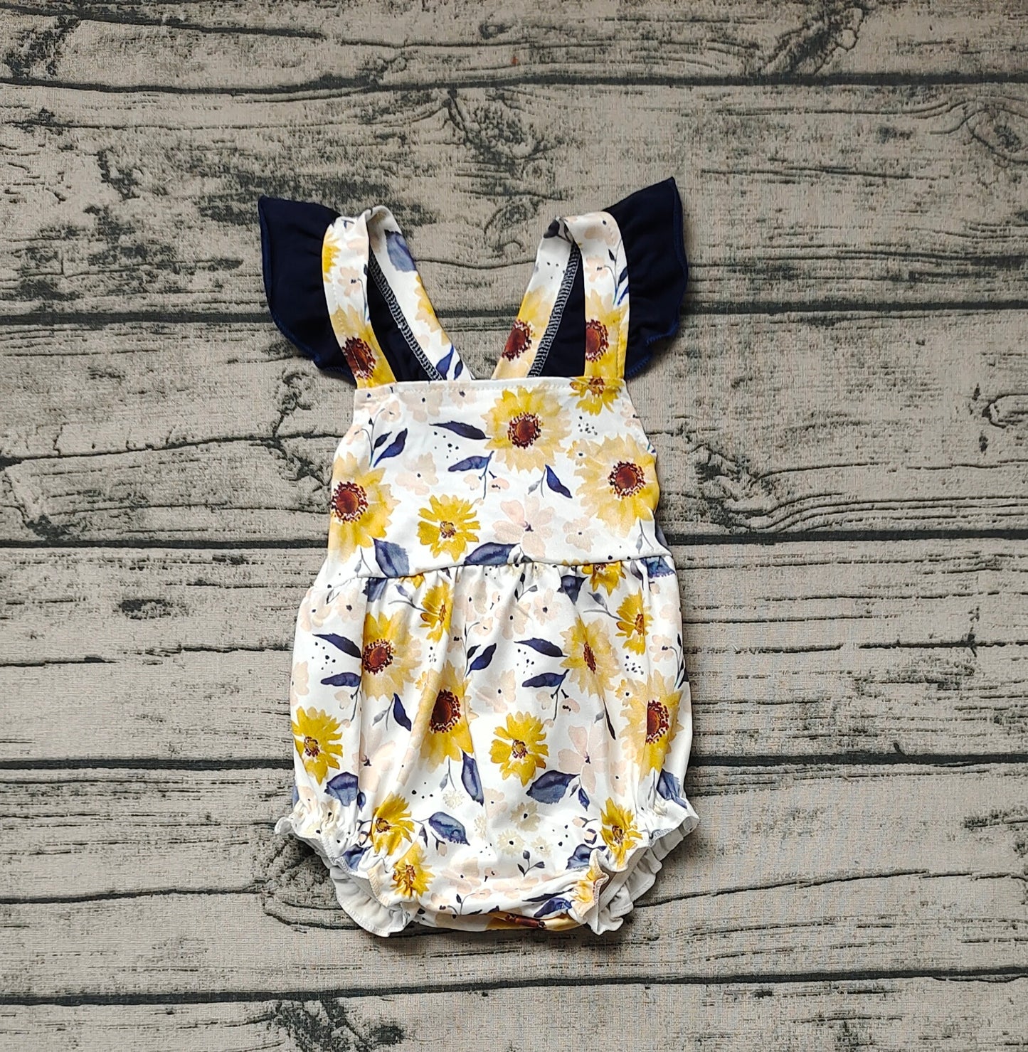 Baby Infant Girls SunFlowers Flutter Sleeve Rompers