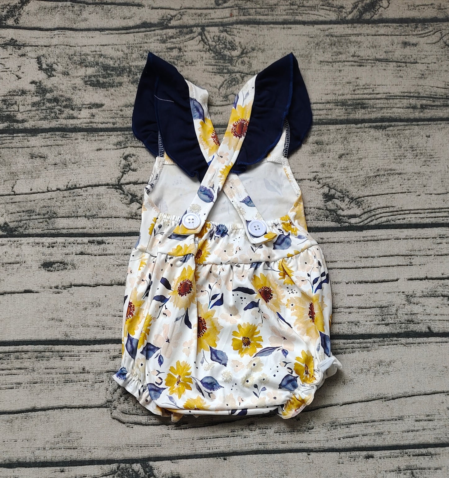 Baby Infant Girls SunFlowers Flutter Sleeve Rompers