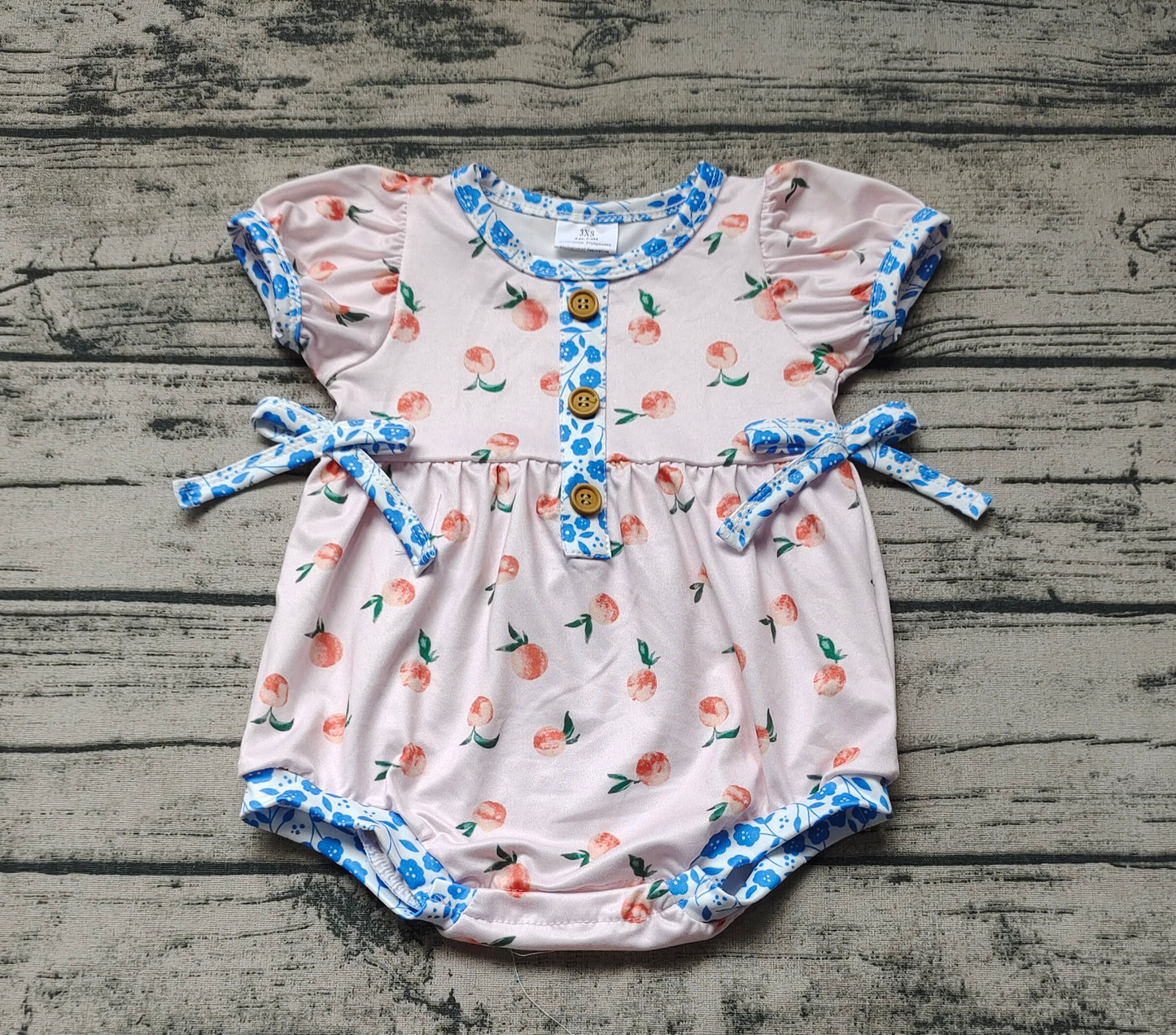 Baby Infant Girls Small Peaches Short Sleeve Rompers