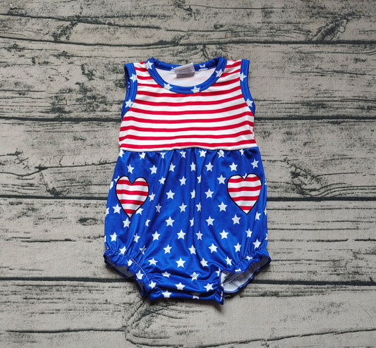 Baby Infant Girls 4th Of July Stars Sleeveless Rompers