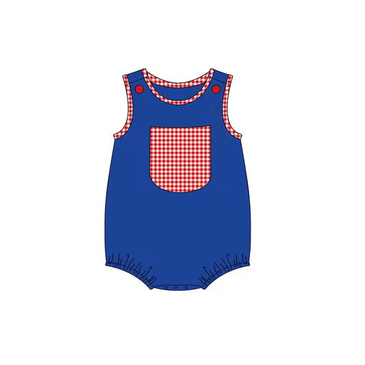 Baby Infant Blue Pocket Sleeveless Summer Rompers preorder