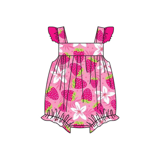 Baby Infant Girls Strawberry Flowers Spring Rompers preorder