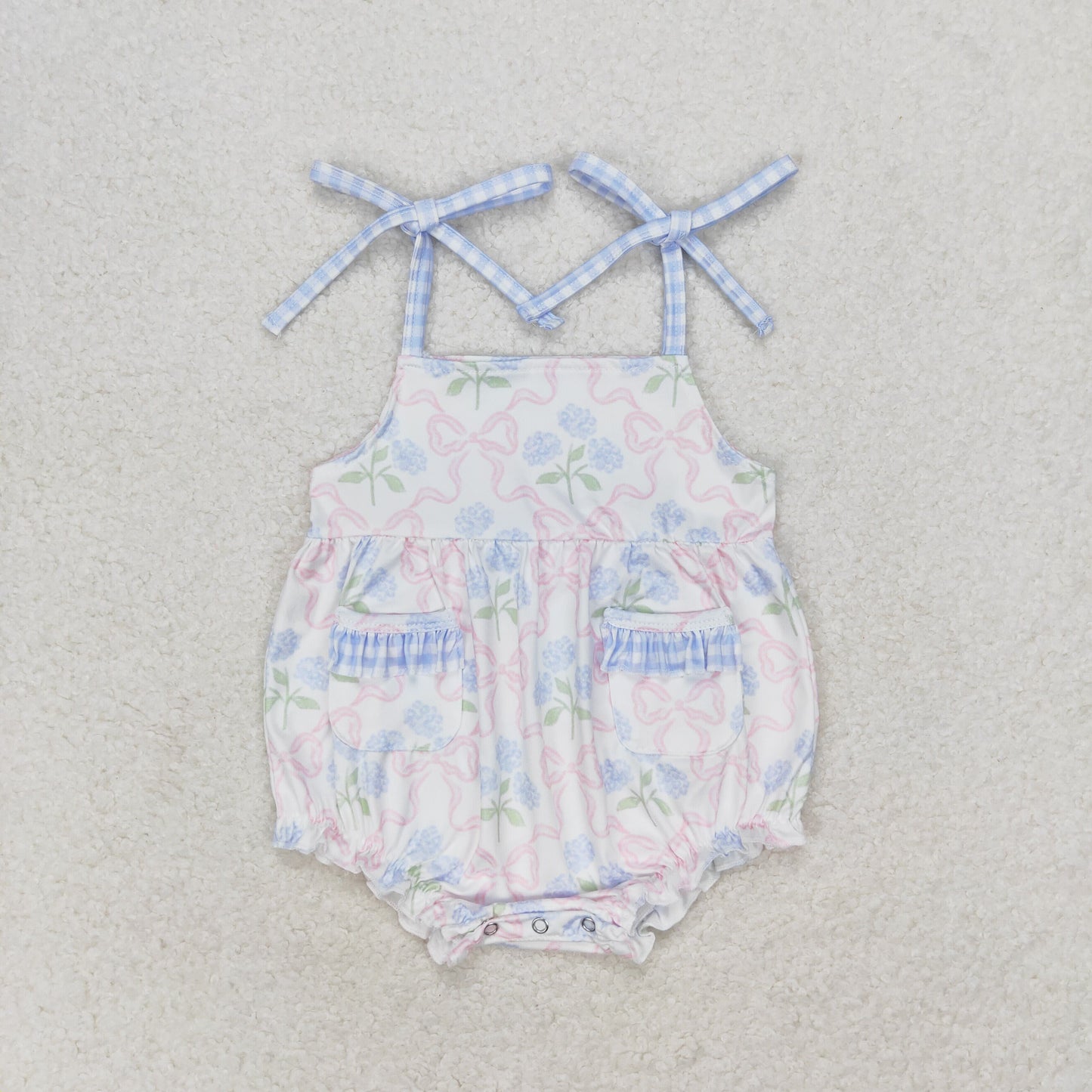 Sibling Baby Girls Bows Flowers Pockets Tunic Ruffle Shorts Clothes Sets Rompers