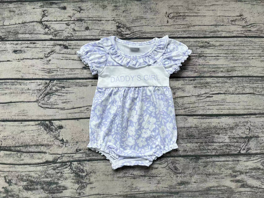 Baby Girls Daddy's Girl Flowers Short Sleeve Rompers