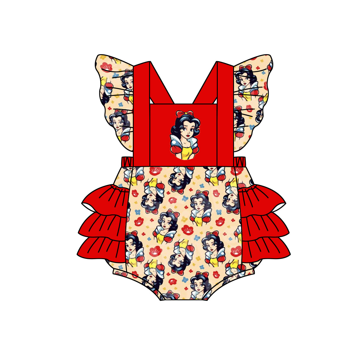 Baby Girls Snow Princess Red Ruffle Rompers preorder