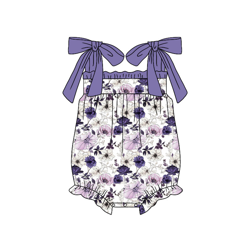 Baby Girls Purple Flowers Straps Summer Rompers preorder