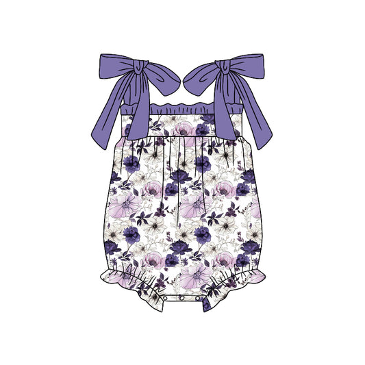 Baby Girls Purple Flowers Straps Summer Rompers preorder