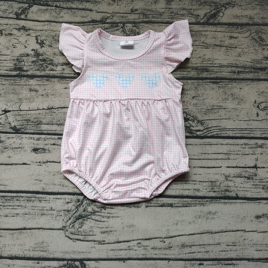 Baby Girls Pink Mouse Flutter Sleeve Summer Rompers