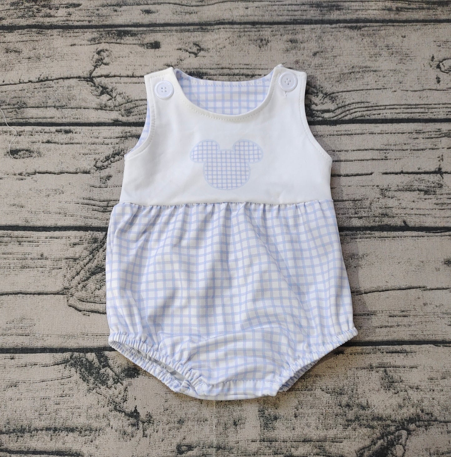 Baby Boys Blue Mouse Sleeveless Summer Rompers