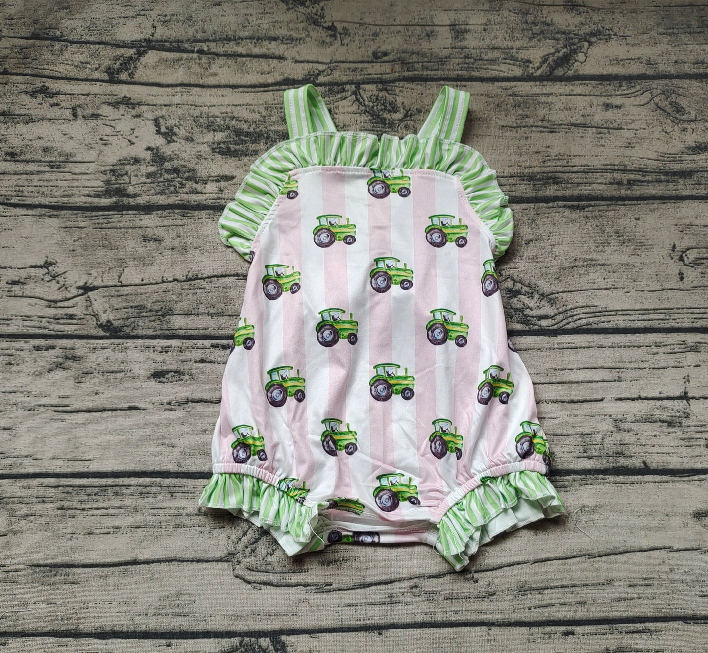 Baby Infant Girls Farm Tractor Sleeveless Rompers