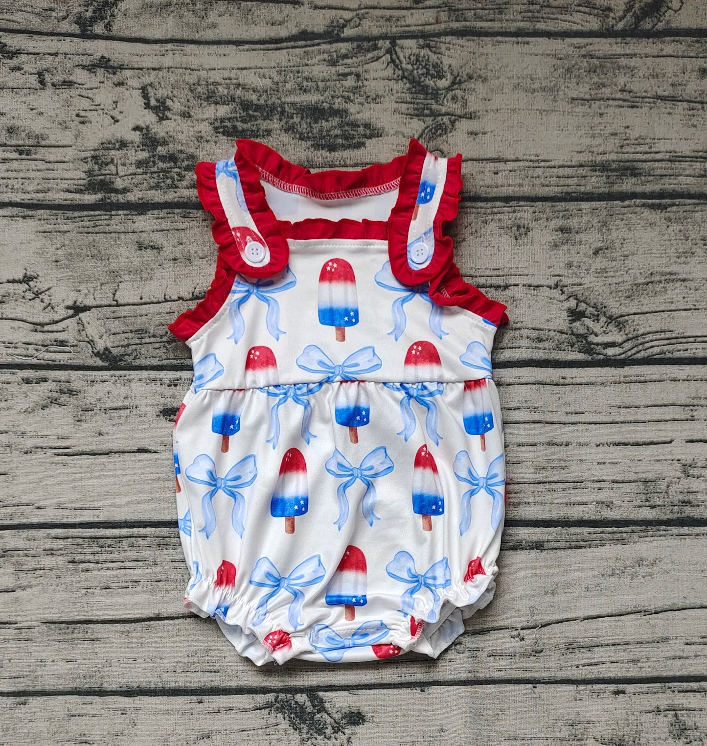 Baby Infant Girls Popstick Bows Sleeveless Rompers