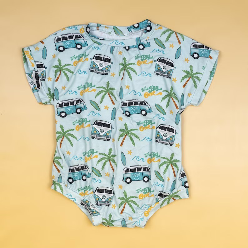 Baby Boys Sea Tree Buses Summer Rompers preorder