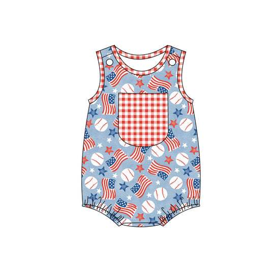 Baby Boys Baseball Flags 4th Of July Summer Rompers preorder