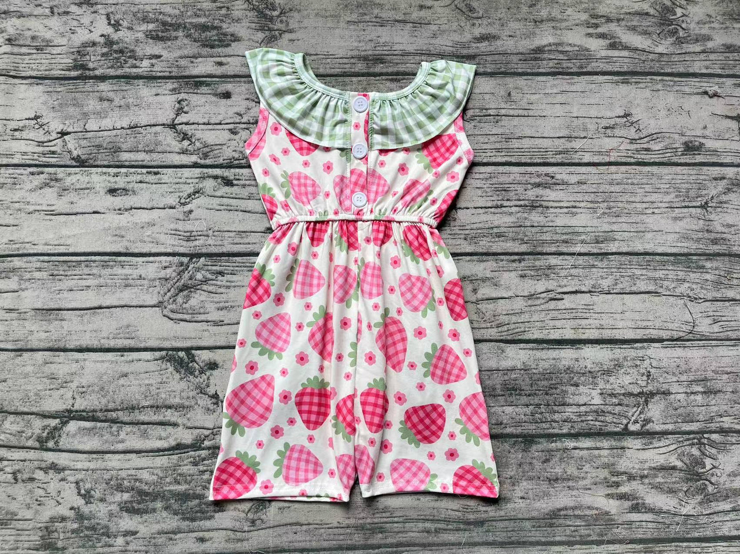 Baby Girls Summer Strabwerry Pockets Jumpsuits