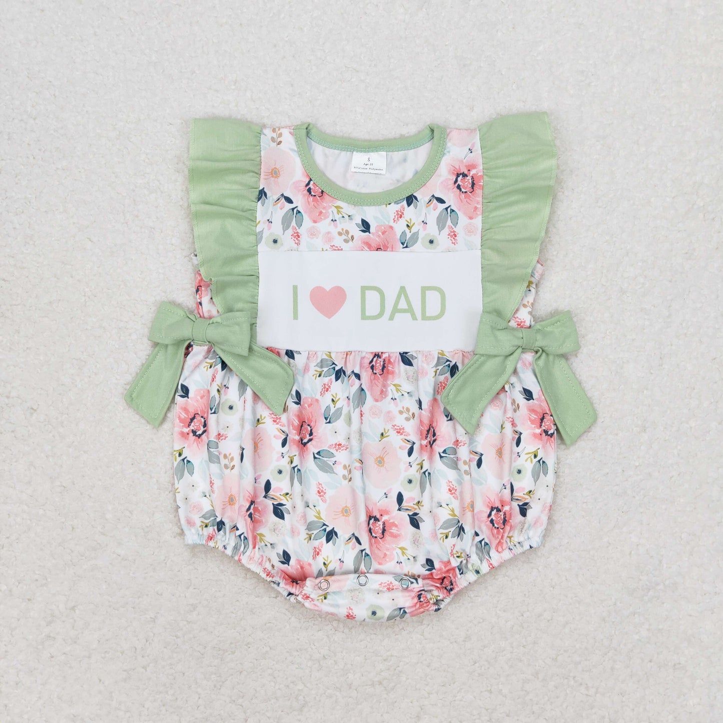 Sibling Baby Kids I Love Dad Flowers Leopard Ruffle Summer Rompers