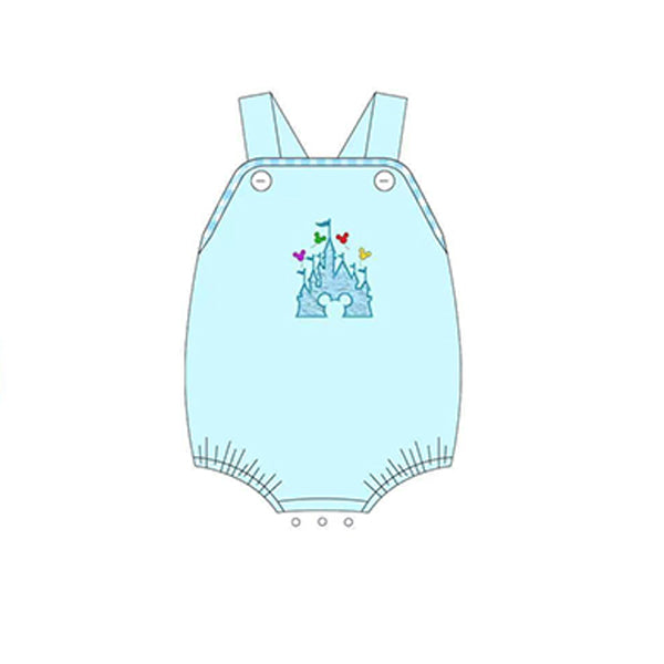 Baby Boys Blue Castle Flutter Sleeve Rompers preorder