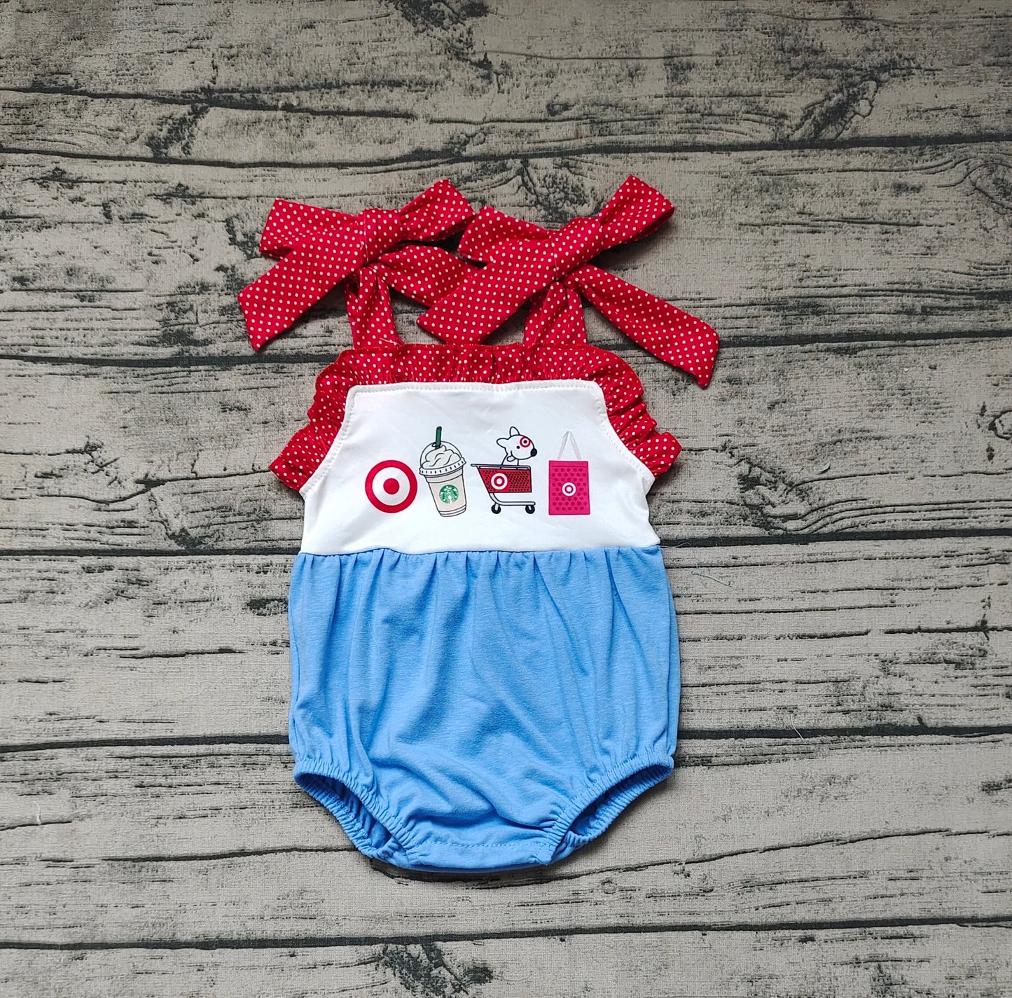 Baby Girls Straps Coffee Cart Summer Rompers