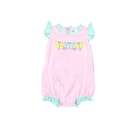 Baby Girls Pink Butterfly Flutter Sleeve Rompers preorder