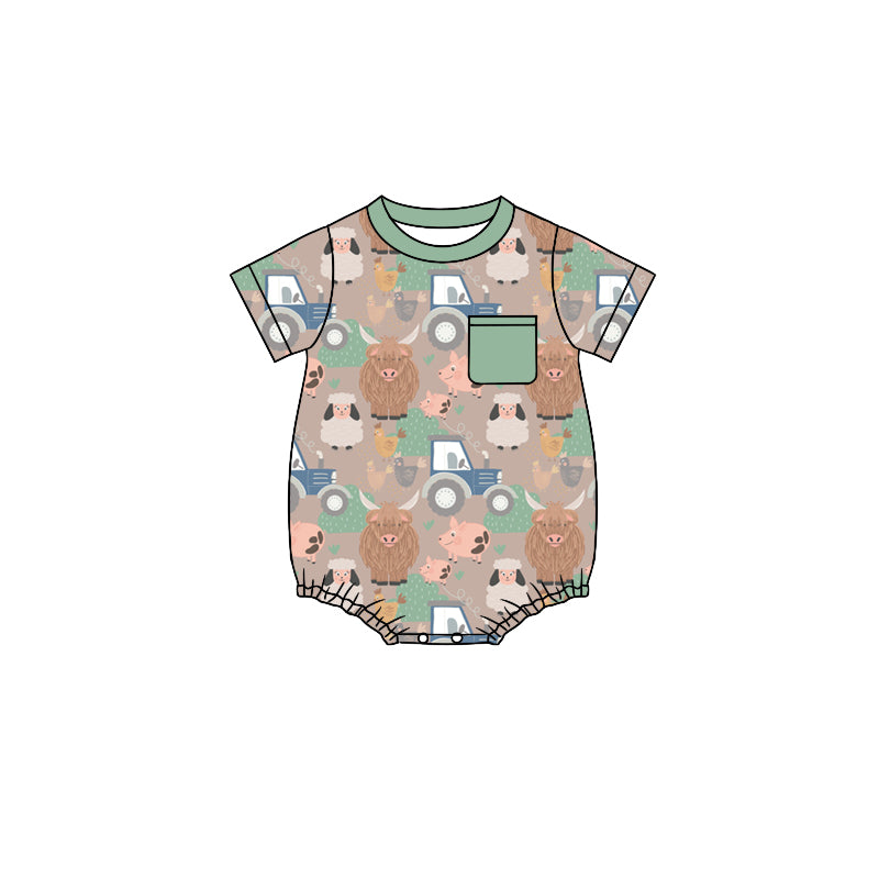 Baby Boys Farm Cows Short Sleeve Summer Rompers preorder