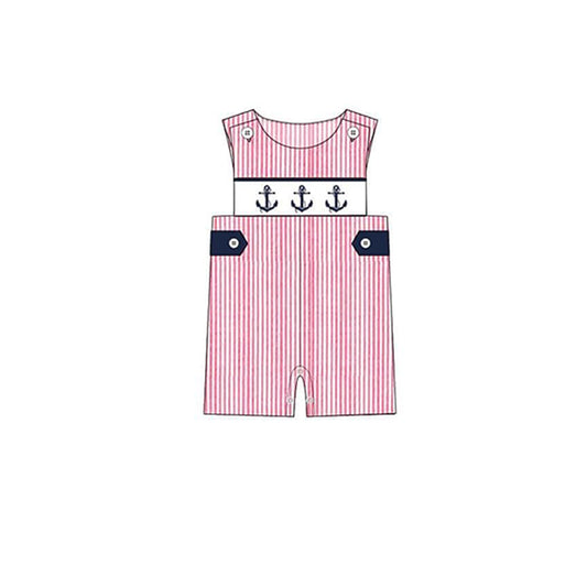 Baby Boys Anchor Sleeveless Red Stripes Rompers preorder