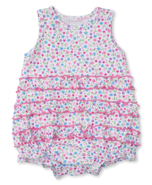 Baby Girls Pink Small Flowers Sleeveless Bubble Rompers Preorder