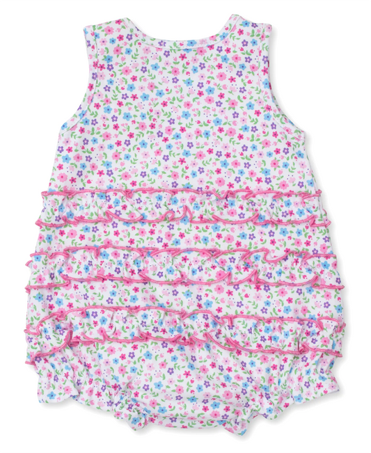 Baby Girls Pink Small Flowers Sleeveless Bubble Rompers Preorder